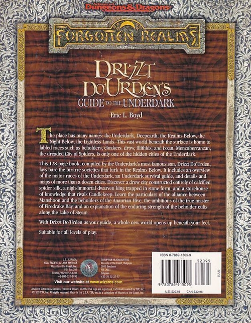 Advanced Dungeons & Dragons - Forgotten Realms - Drizzt DoUrdens Guide to the Underdark (B Grade) (Genbrug)